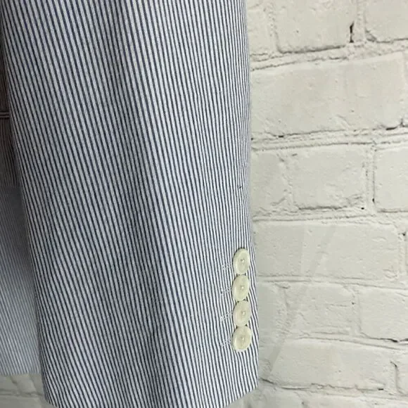 Adolfo Stripe Blue/White Men Blazer - Picture 9 of 14